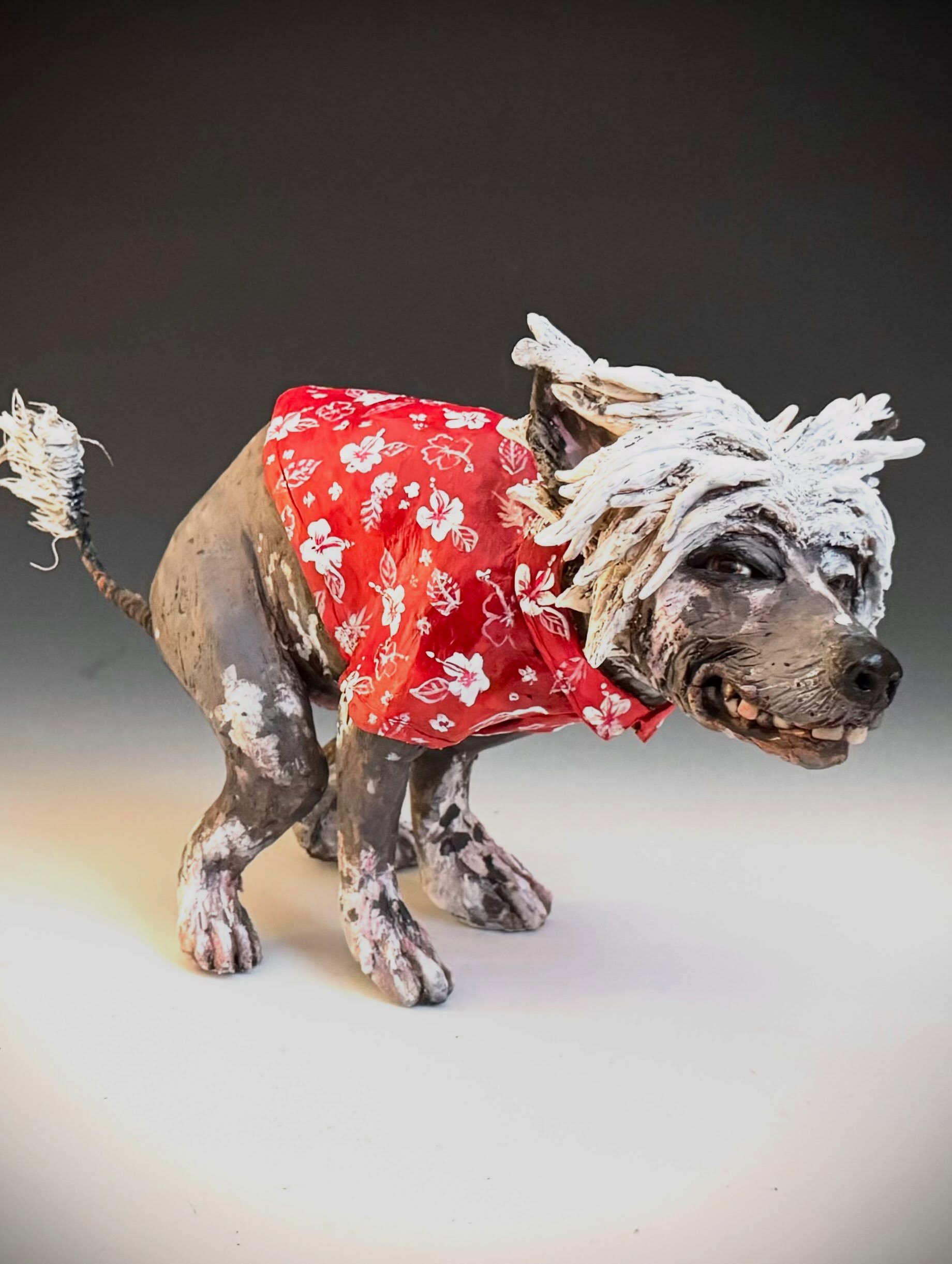 Well..Shit!  It’s commission season.  #dogart #hawaiianshirt #dogoftheday #ceramics #chinesecresteddog