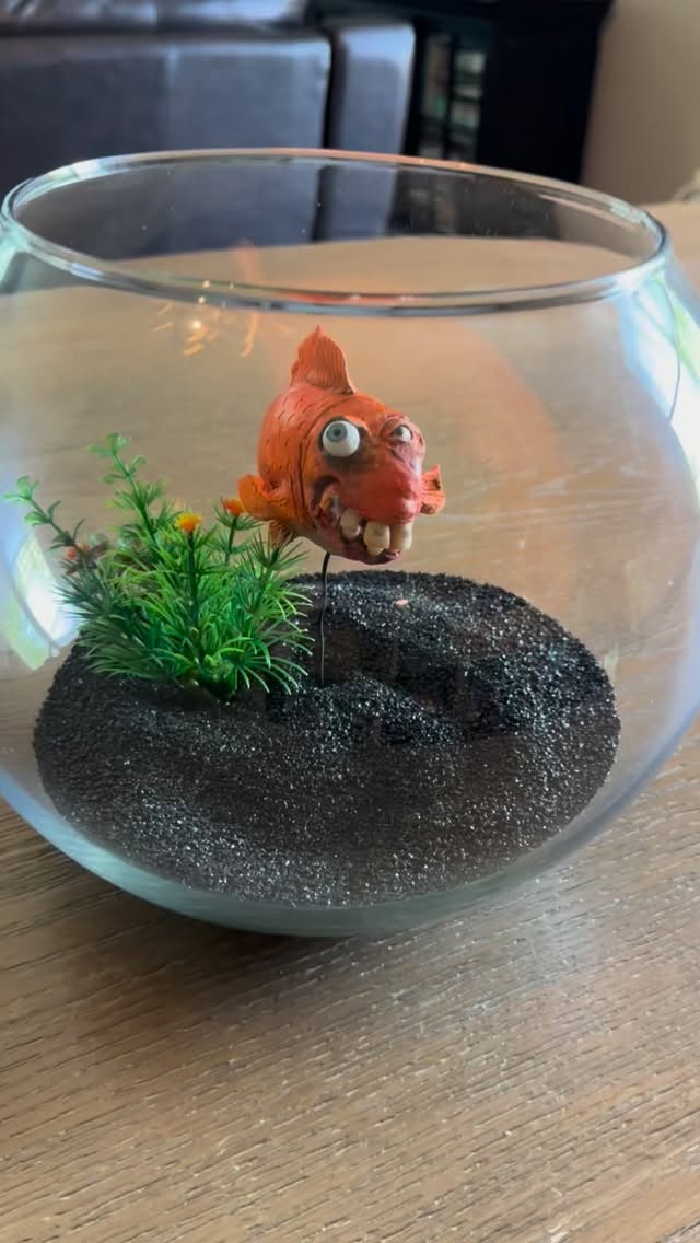 Come to the @stlartfair and win a pet goldfish!  This was my goal each year the The Valley of The Flowers carnival.  Most were floating the next day. 🤣😳 #carnival #goldfish #scul
