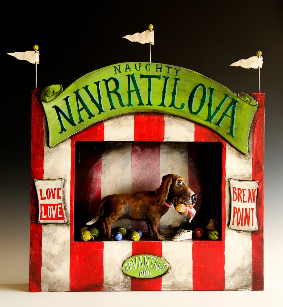 Naughty Navratilova — ceramic and mixed-media sculpture by Steve Jones