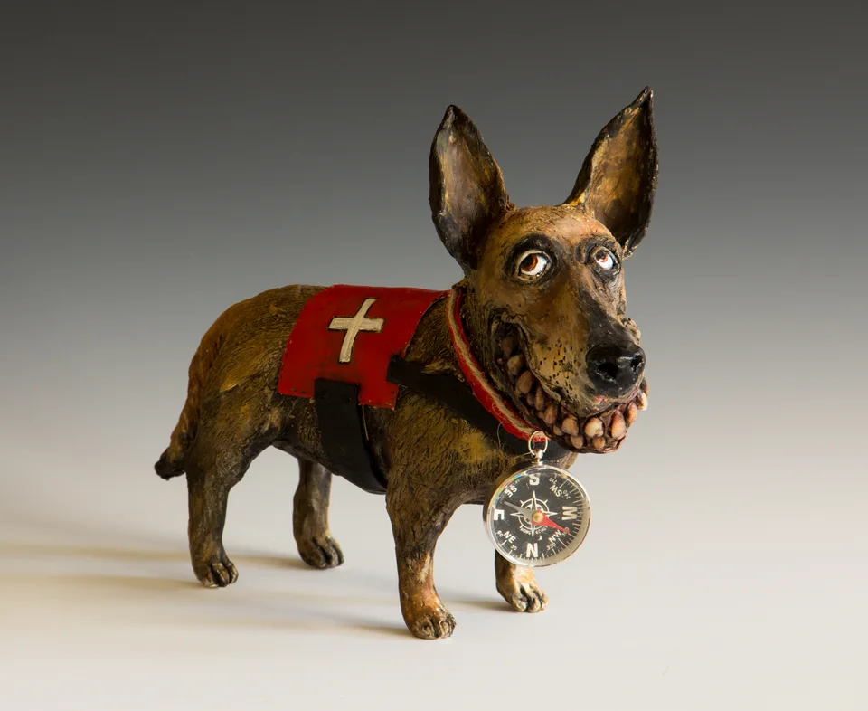 Rescue Ralph — ceramic and mixed-media sculpture by Steve Jones