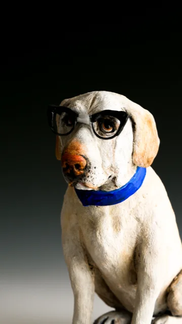 Smartest Dog — ceramic and mixed-media sculpture by Steve Jones