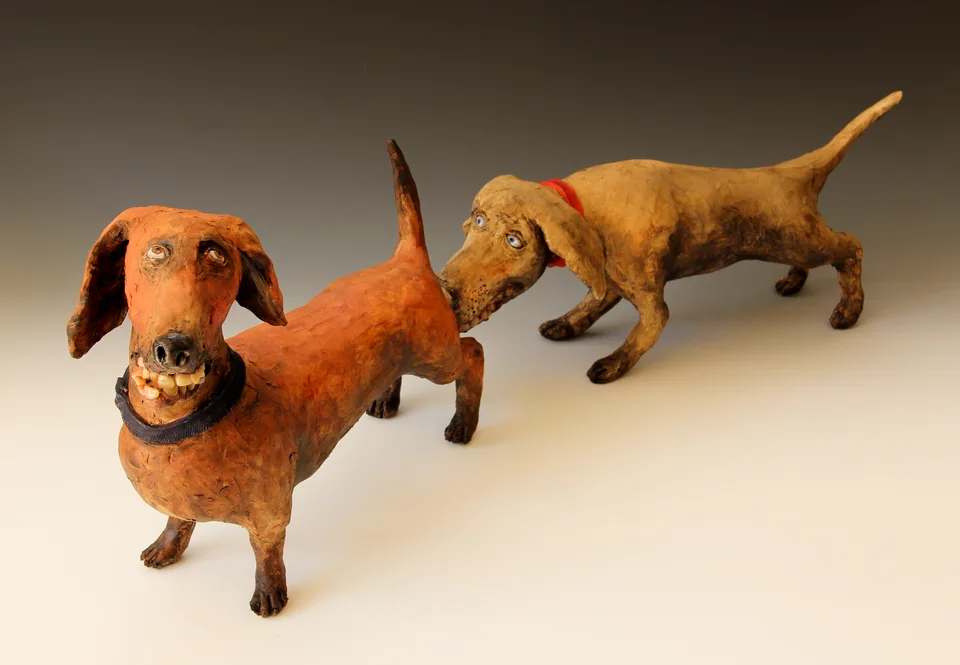 Getting to Know You — ceramic and mixed-media sculpture by Steve Jones