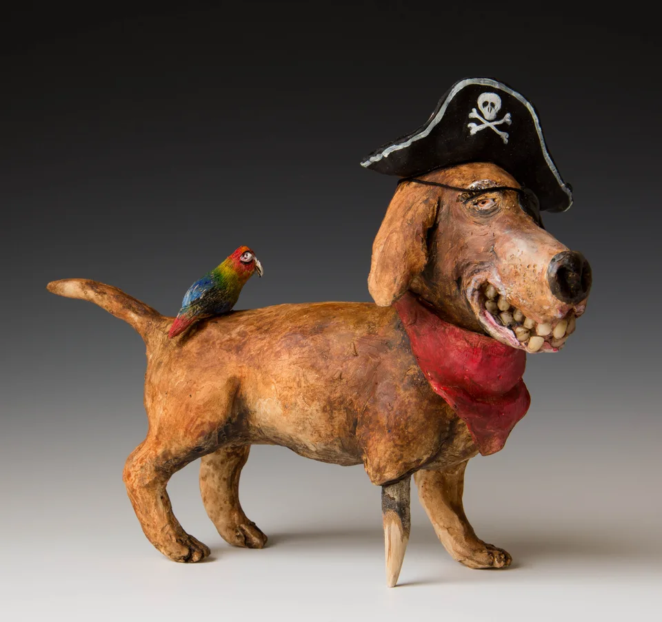 Peg Leg — ceramic and mixed-media sculpture by Steve Jones