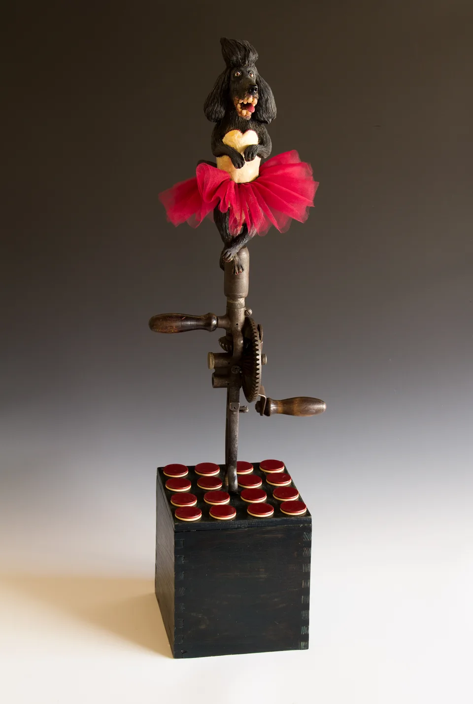 Twirling Poodle — ceramic and mixed-media sculpture by Steve Jones