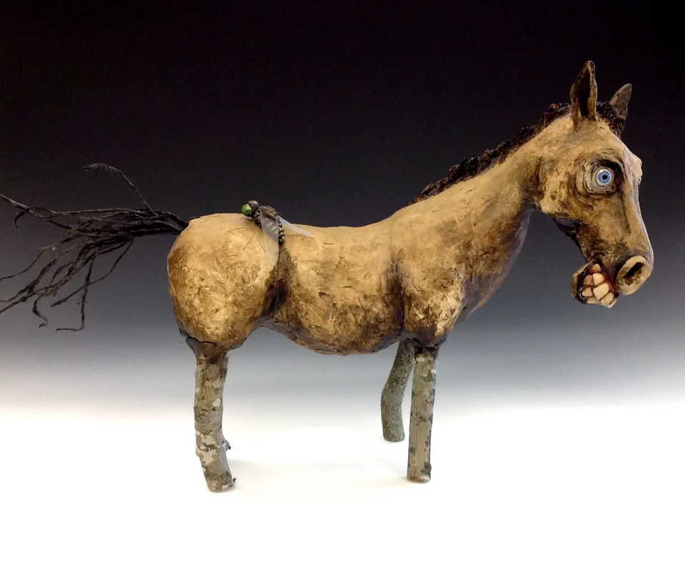 Horse Fly — ceramic and mixed-media sculpture by Steve Jones
