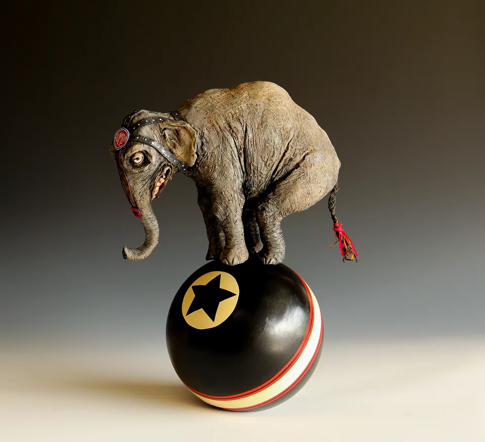 Jumbo — ceramic and mixed-media sculpture by Steve Jones