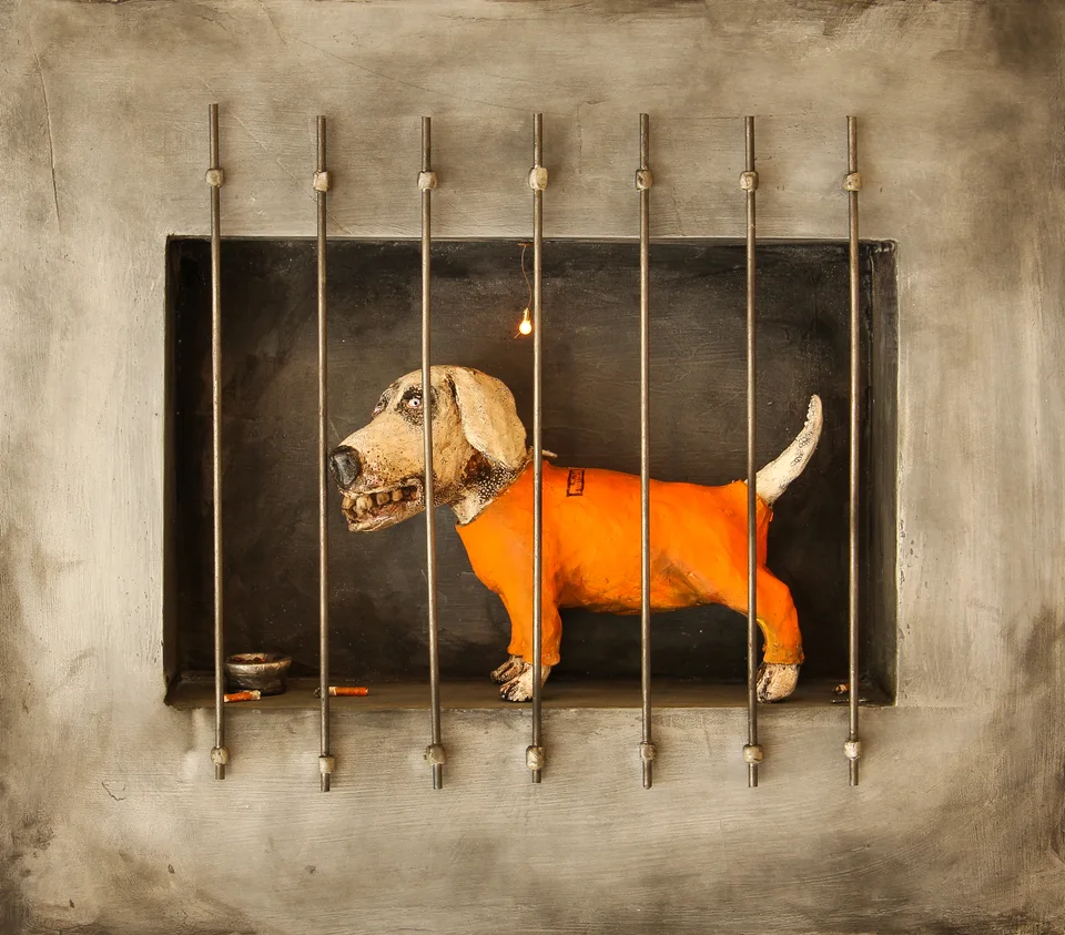 R. Mutt — ceramic and mixed-media sculpture by Steve Jones
