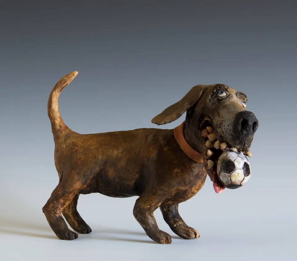 I Popped the Ball — ceramic and mixed-media sculpture by Steve Jones