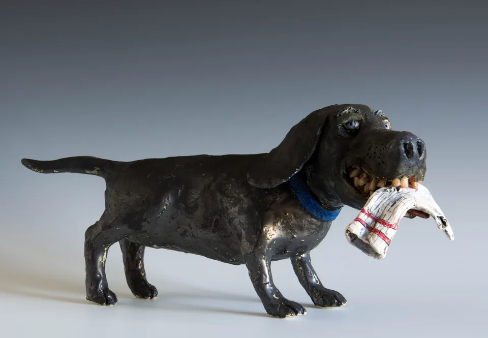 Let's Play Tug O War — ceramic and mixed-media sculpture by Steve Jones