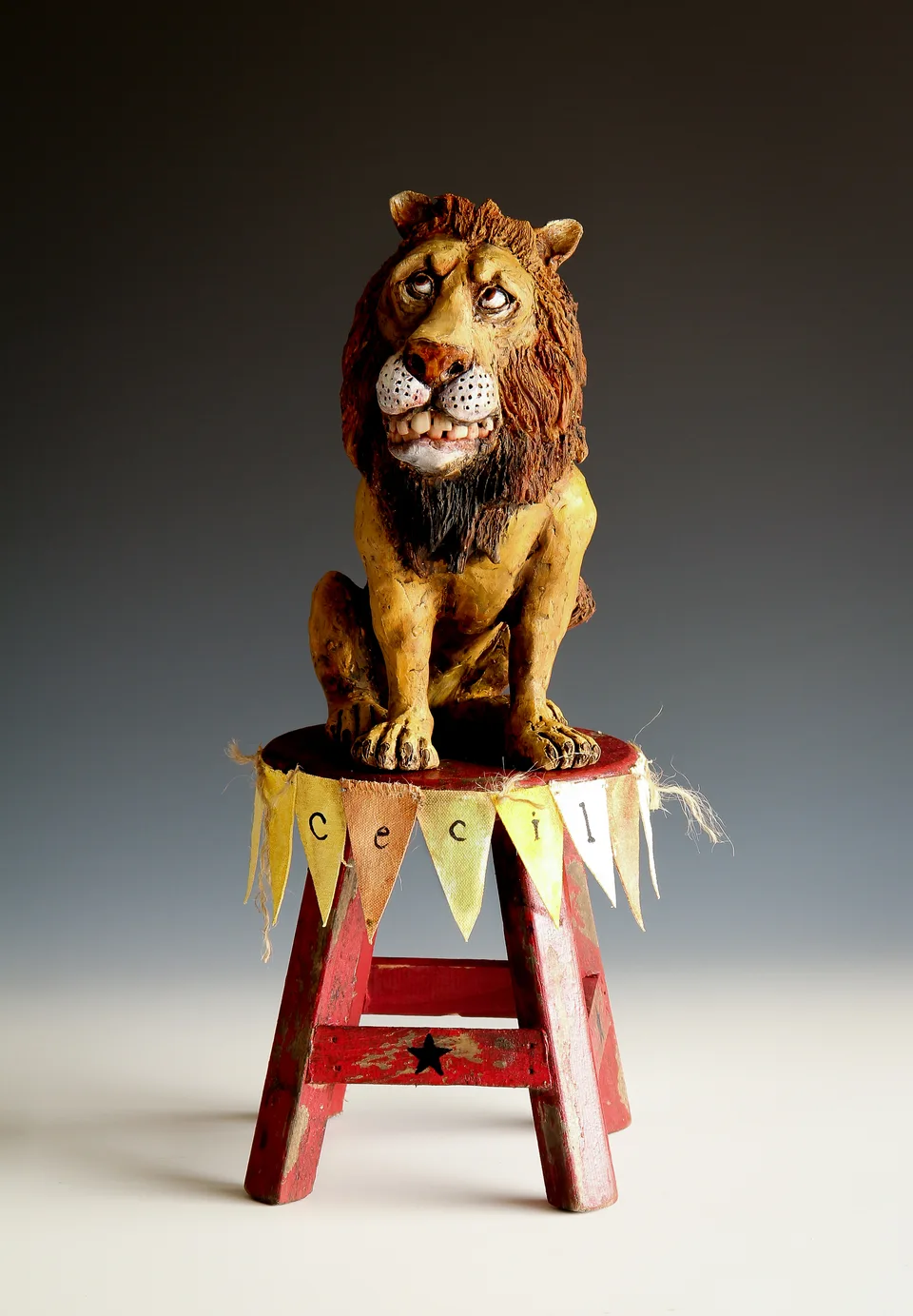 Cecil — ceramic and mixed-media sculpture by Steve Jones