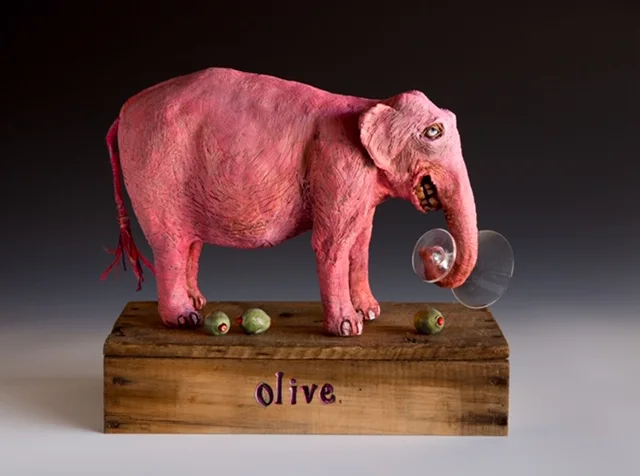Olive — ceramic and mixed-media sculpture by Steve Jones