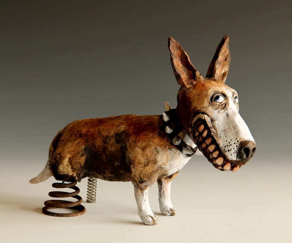 Springy Spike — ceramic and mixed-media sculpture by Steve Jones