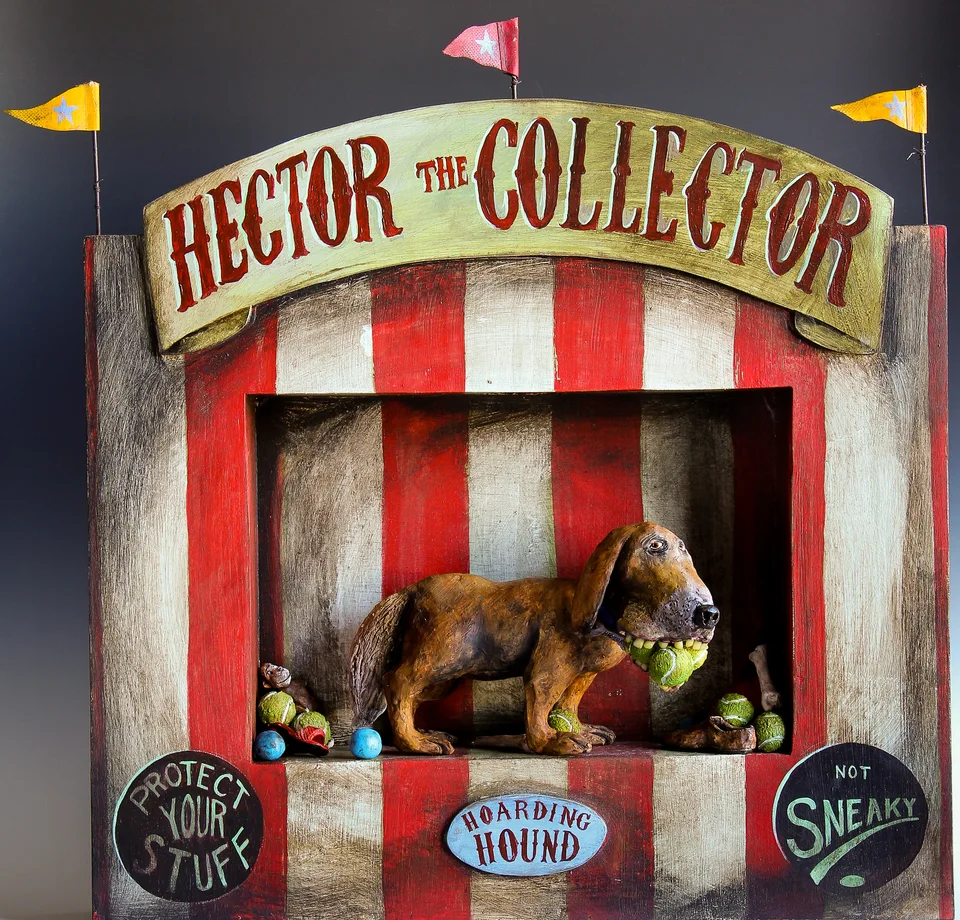 Hector the Collector — ceramic and mixed-media sculpture by Steve Jones