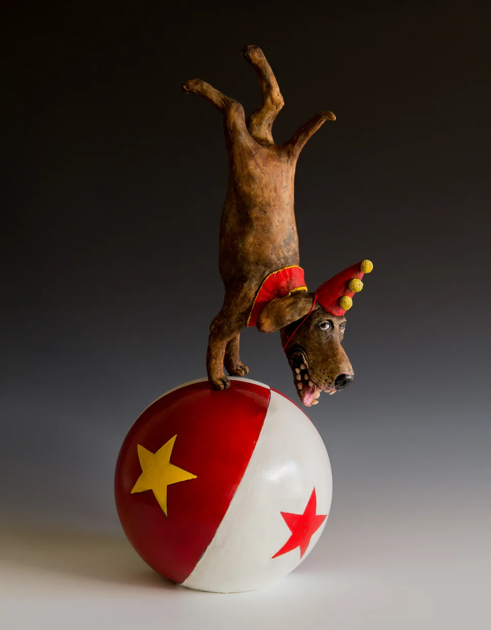 Tricky Lab — ceramic and mixed-media sculpture by Steve Jones