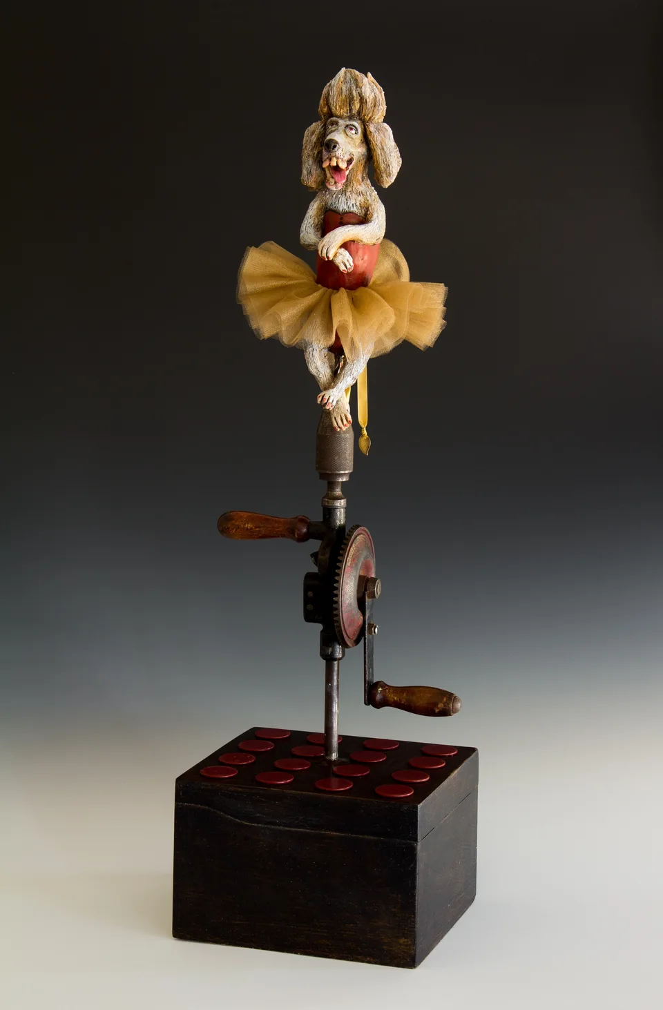 Dancing Poodle — ceramic and mixed-media sculpture by Steve Jones