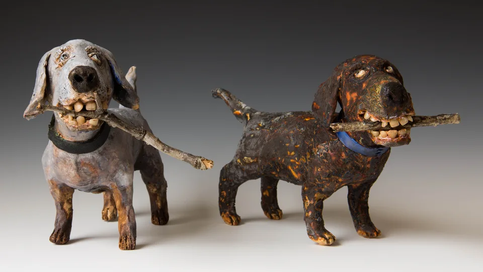 Gatherers each Dark one — ceramic and mixed-media sculpture by Steve Jones