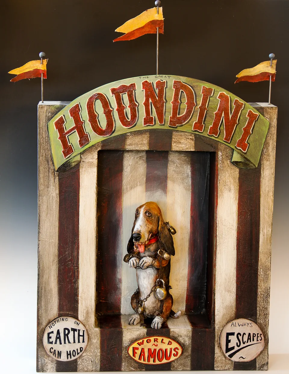 Houndini — ceramic and mixed-media sculpture by Steve Jones