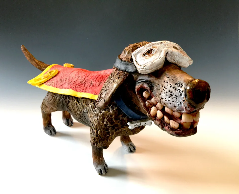 Woody — ceramic and mixed-media sculpture by Steve Jones