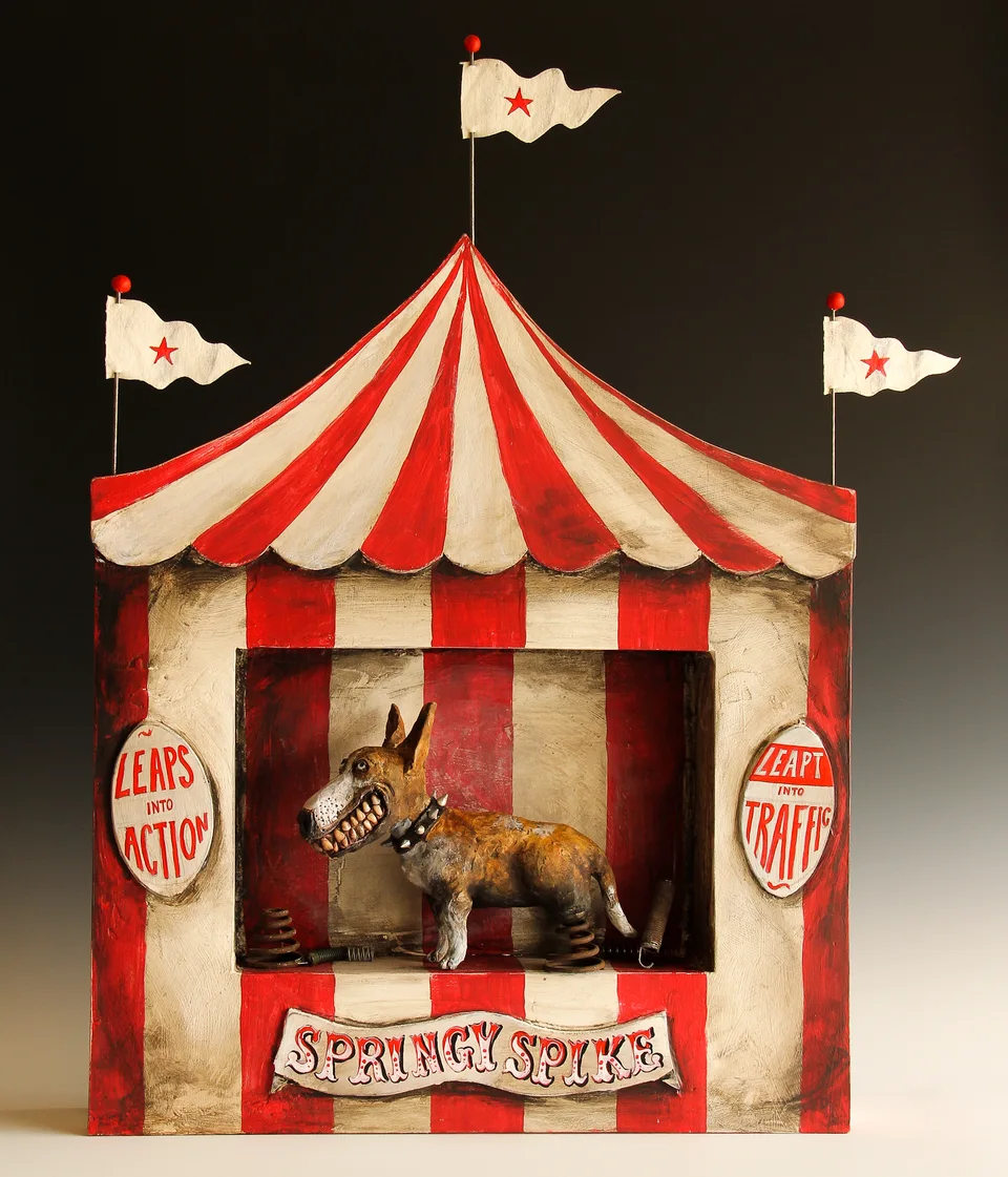 Springy Spike — ceramic and mixed-media sculpture by Steve Jones
