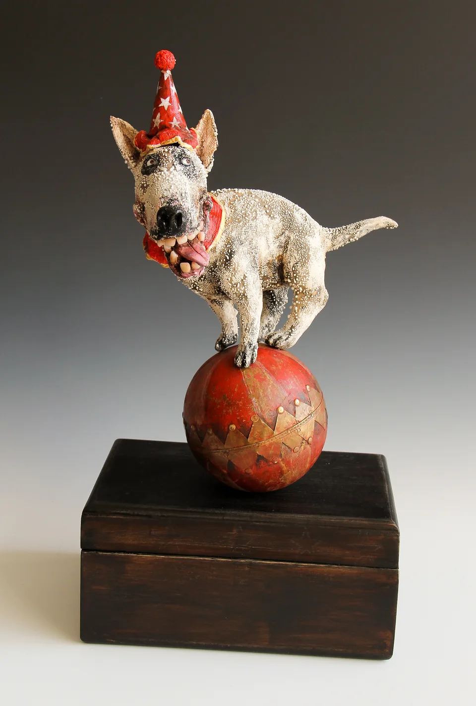 Tricky Terrier — ceramic and mixed-media sculpture by Steve Jones