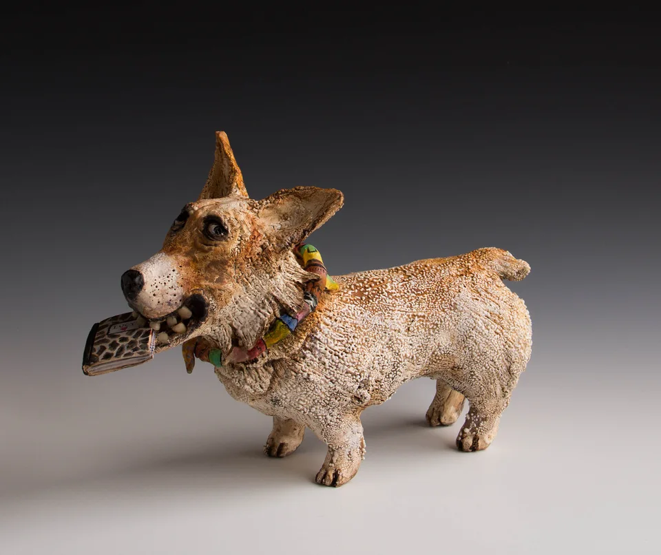 Lucy — ceramic and mixed-media sculpture by Steve Jones