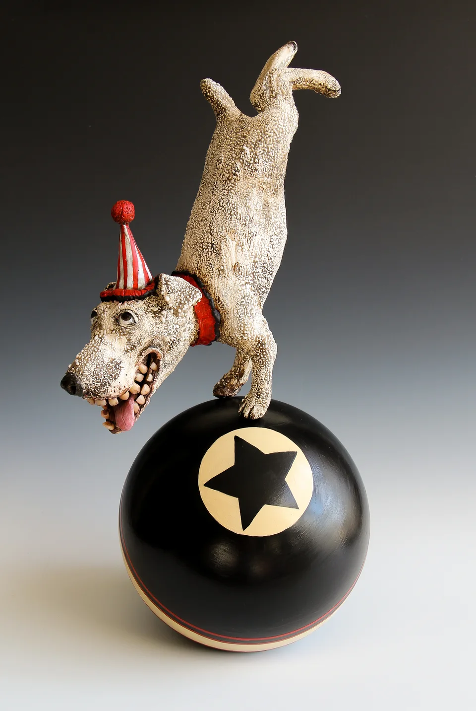 Balancing Jack — ceramic and mixed-media sculpture by Steve Jones