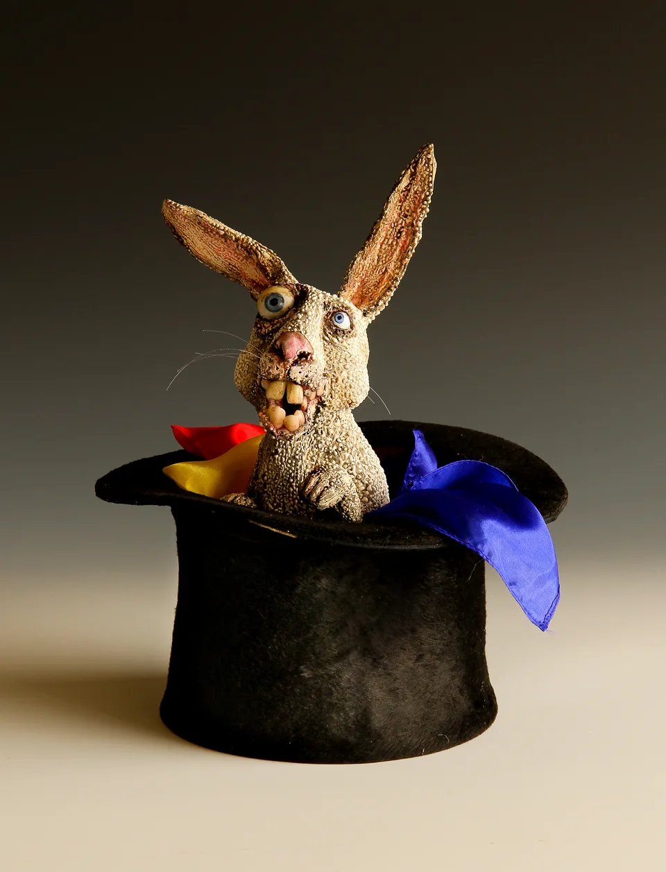 Pull a Rabbit from a Hat — ceramic and mixed-media sculpture by Steve Jones