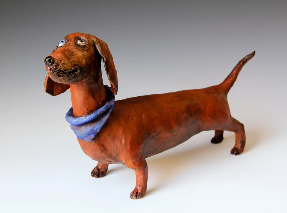 Glass Eyed Wiener — ceramic and mixed-media sculpture by Steve Jones