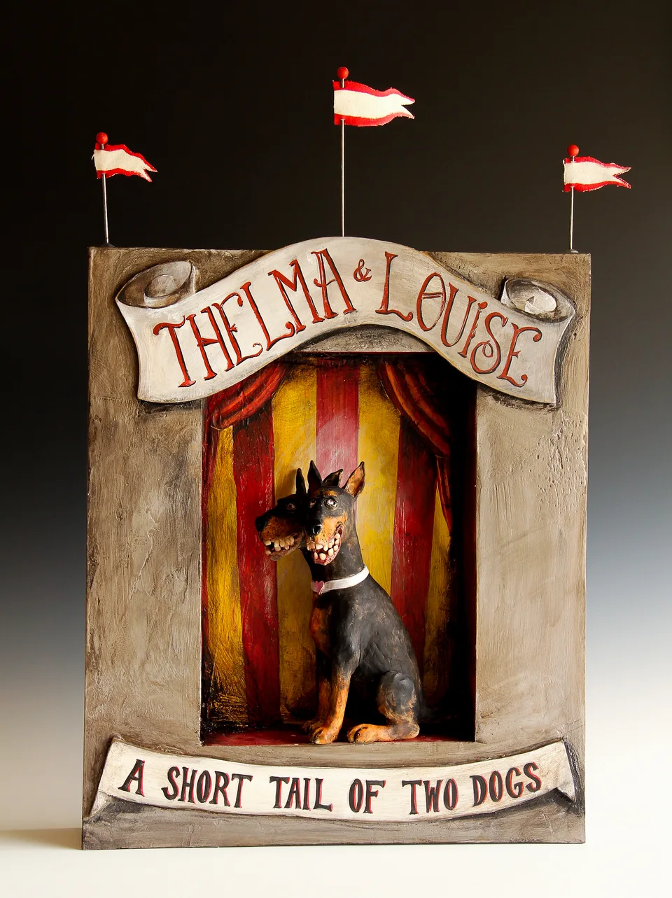 Thelma and Louise — ceramic and mixed-media sculpture by Steve Jones