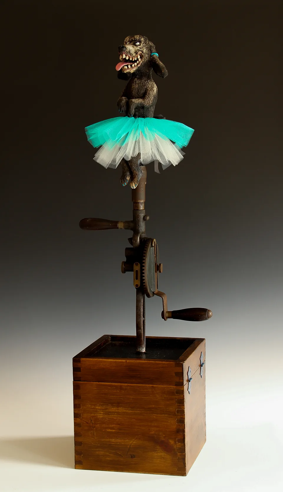 Dancing Poodle #1 — ceramic and mixed-media sculpture by Steve Jones