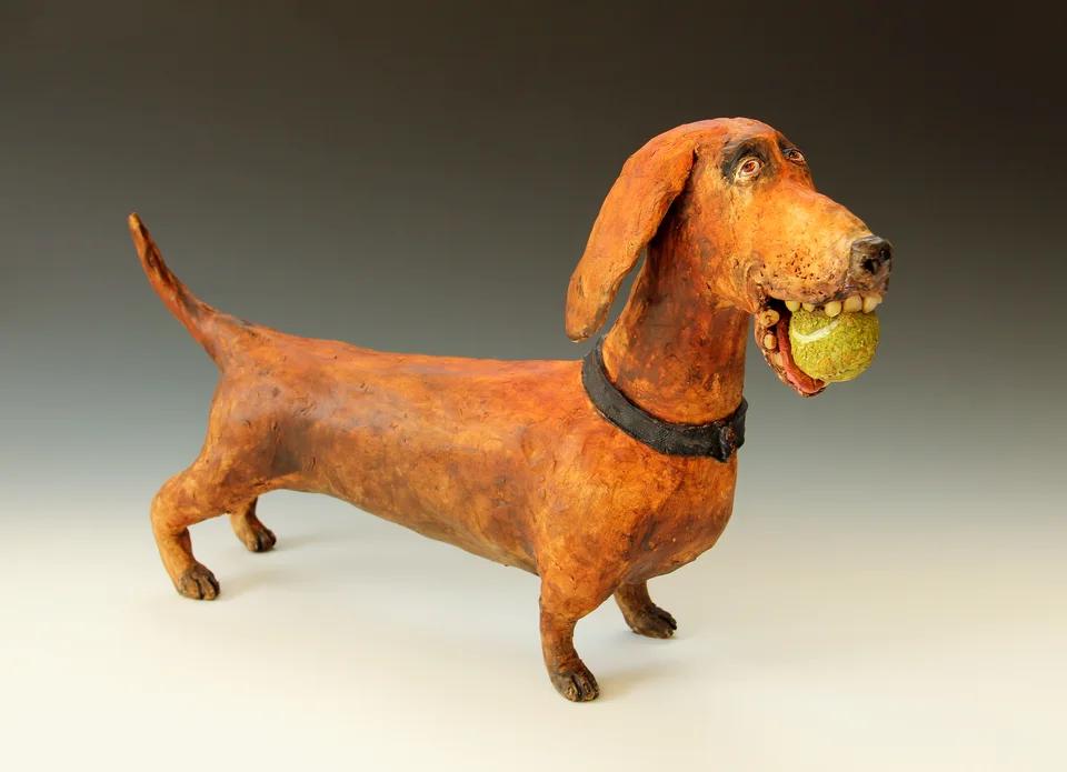 Weiner with Ball — ceramic and mixed-media sculpture by Steve Jones