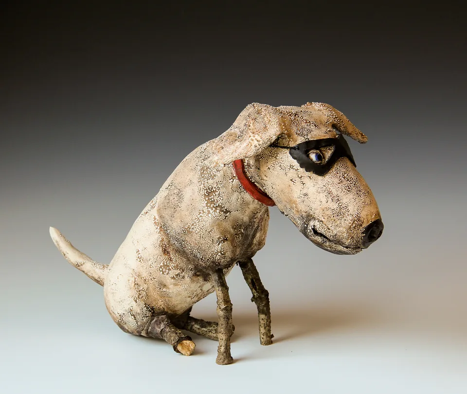 Bandit — ceramic and mixed-media sculpture by Steve Jones