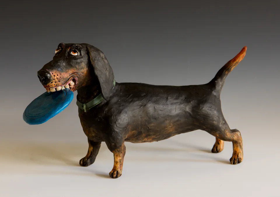 Fetcher — ceramic and mixed-media sculpture by Steve Jones