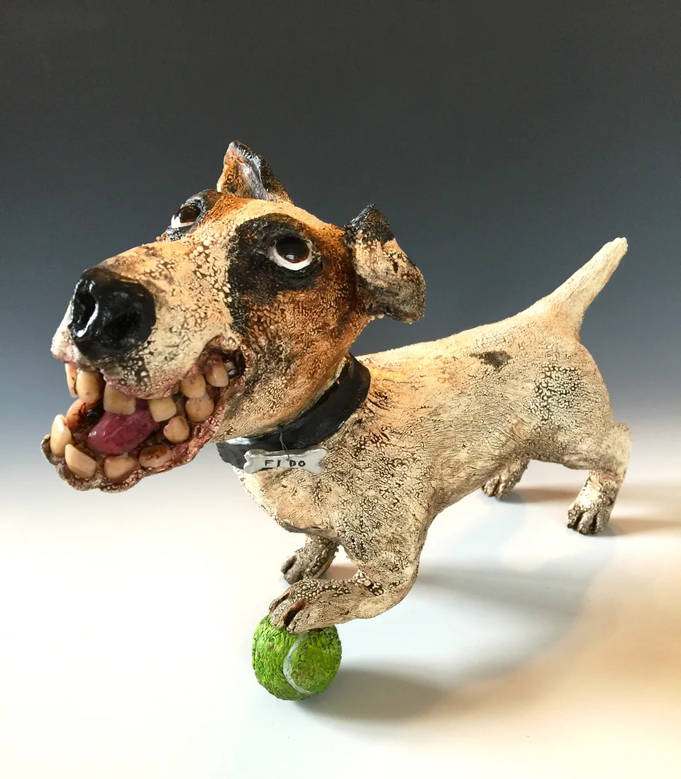 FIDO — ceramic and mixed-media sculpture by Steve Jones