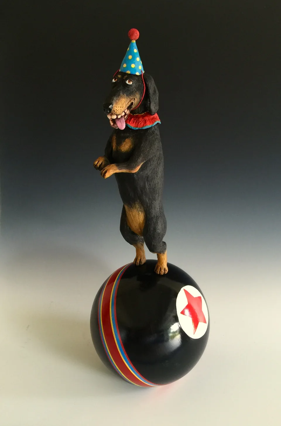 Tricky Wiener — ceramic and mixed-media sculpture by Steve Jones
