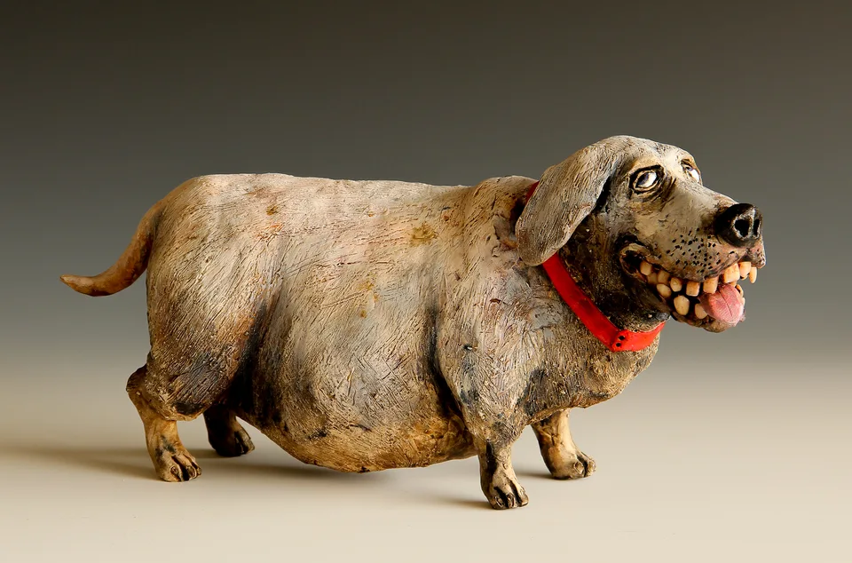 Chubby Chester — ceramic and mixed-media sculpture by Steve Jones