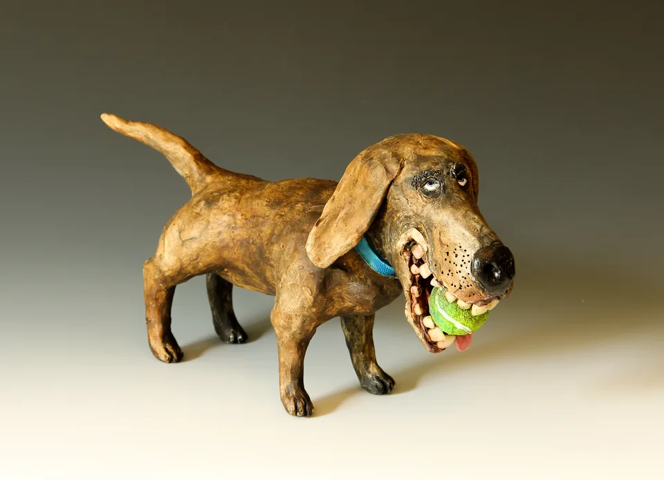 Ball Fetcher — ceramic and mixed-media sculpture by Steve Jones