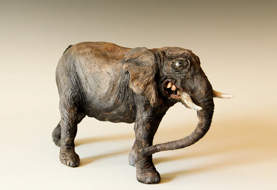 Elephant — ceramic and mixed-media sculpture by Steve Jones