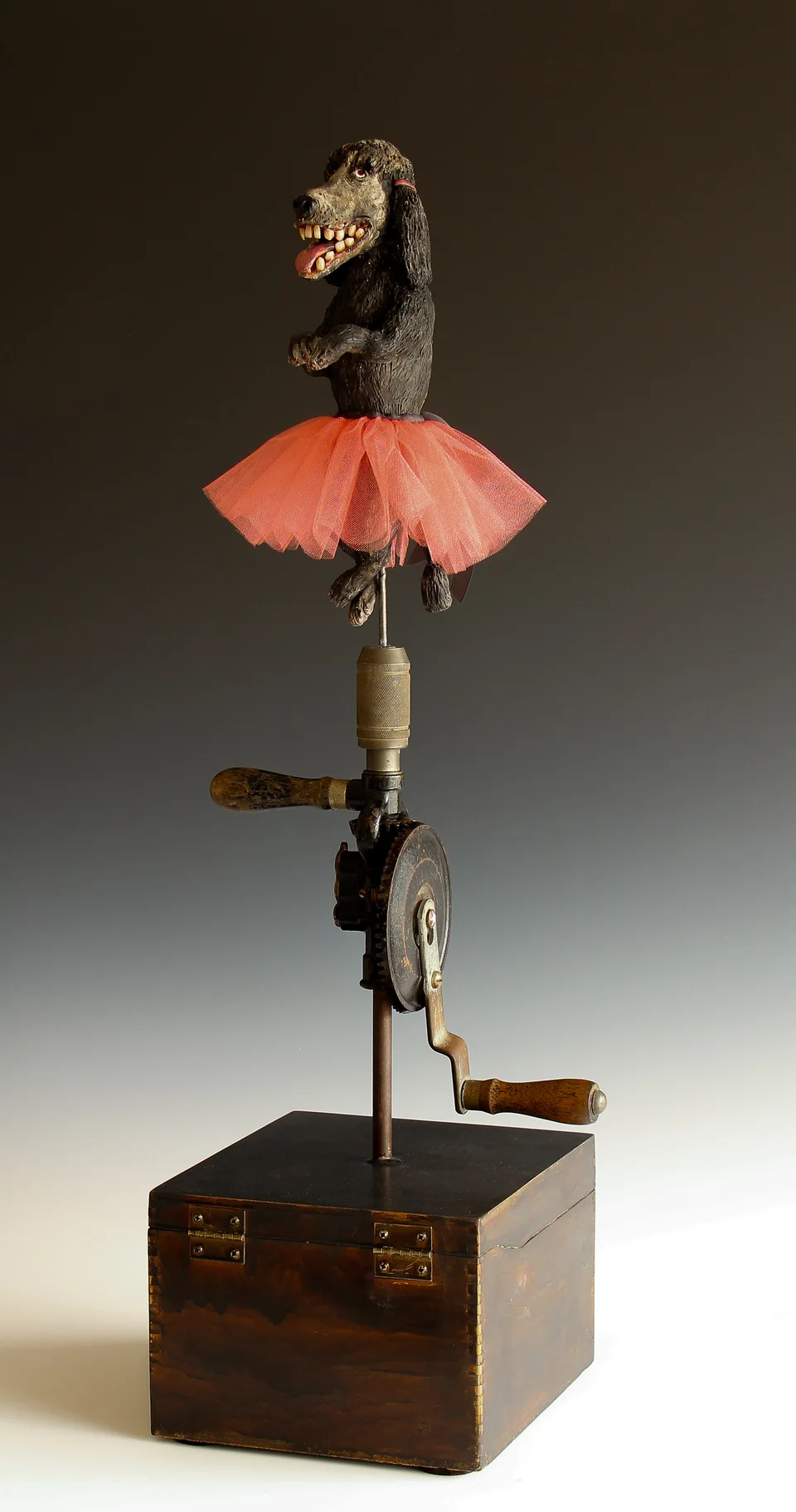 Twirling Poodle #2 — ceramic and mixed-media sculpture by Steve Jones
